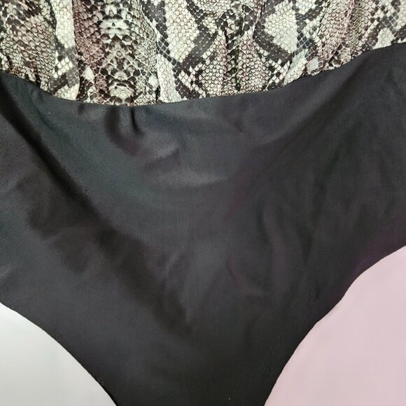 Zara Accessories Snake Print Semi-sheer Bodysuit Long Sleeve Deep V-neck Sz S - Picture 6 of 11